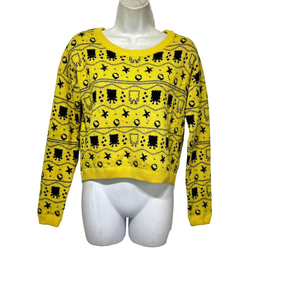 meters bonwe yellow black cropped pullover sweater M